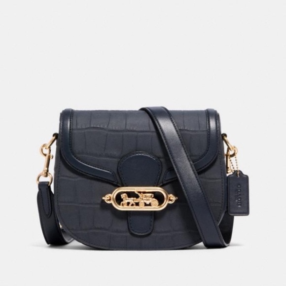 This is a Coach Jade Saddle Bag in crocodile-embossed leather Jade Saddle Bag - Picture 5 of 6